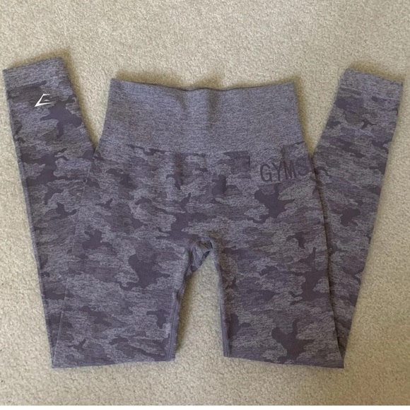 Gymshark Kids Camo Leggings in Gray - Picture 1 of 4